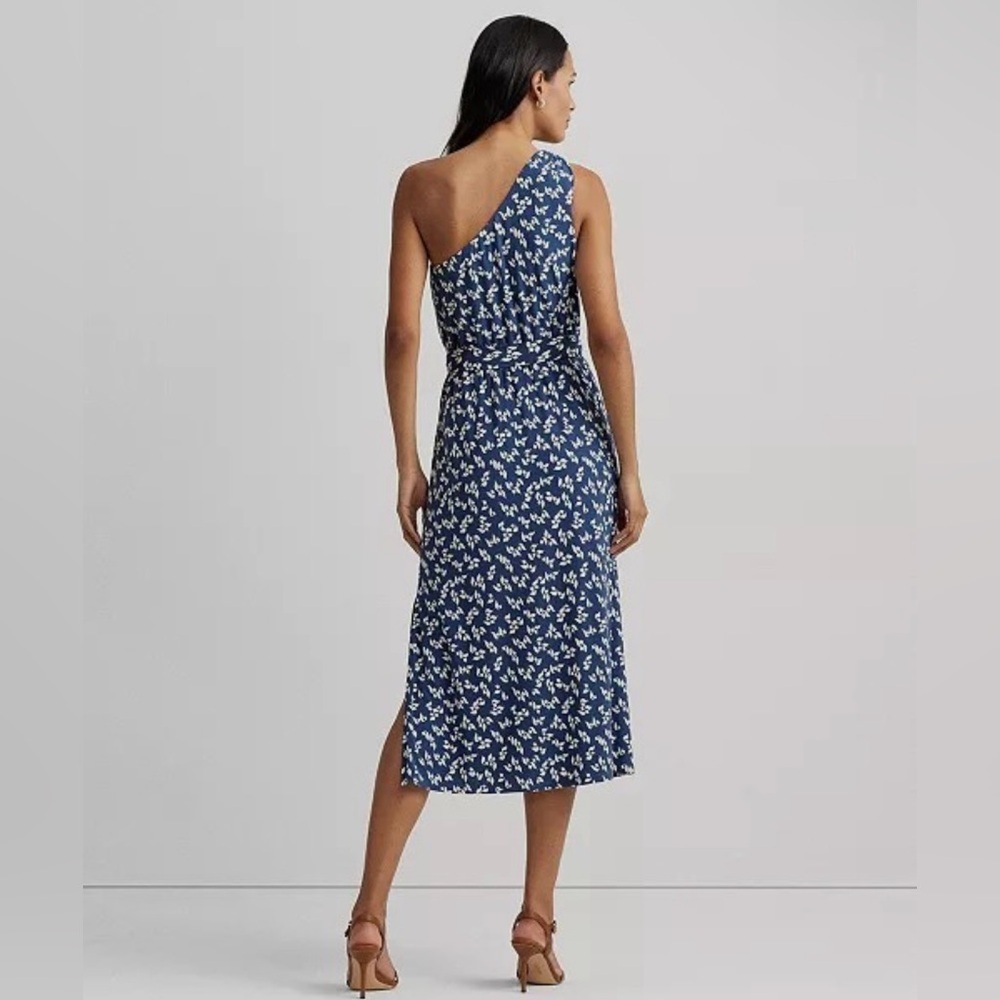Ralph Lauren Elegant Blue Floral One-Shoulder Dress - Picture 2 of 13